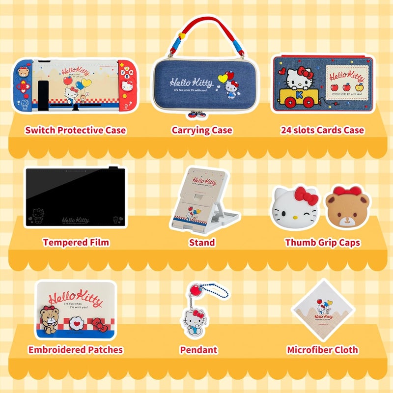 Kuitmor Switch Accessories Bundle for Switch 2017:Carrying Case,Protective Case,Game Card Case,Screen Protector,Playstand,Thumb Grip Caps and More(10 in 1) - Image 2